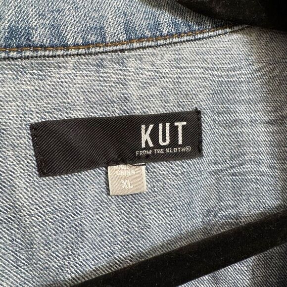 Kut From The Kloth Denim Light Wash Destroyed Distressed Jacket XL - Picture 3 of 8